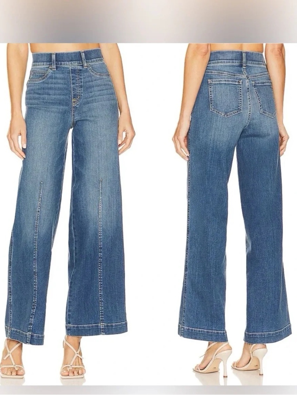 SPANX seamed front high waist wide leg jeans medium